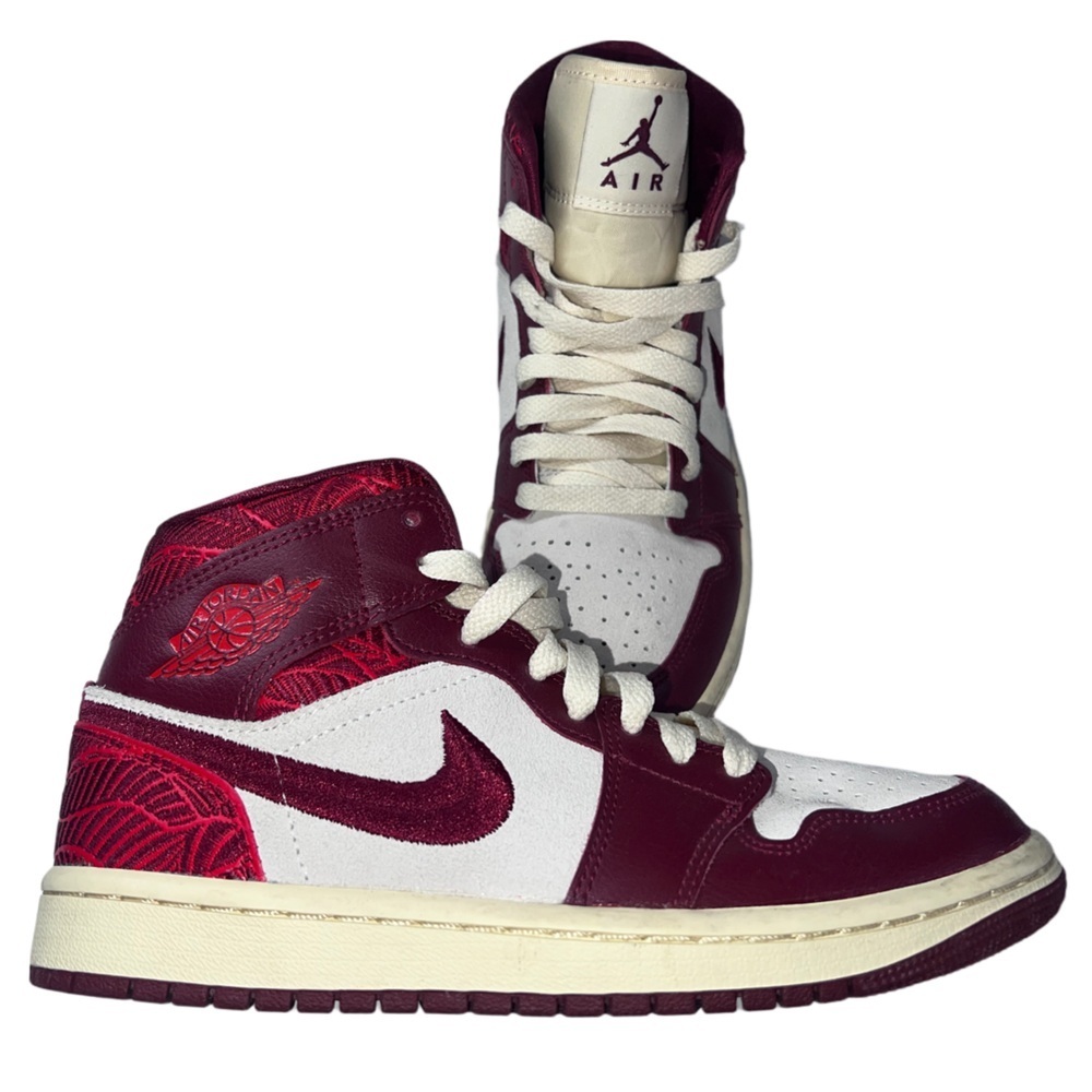 Air Jordan 1 Mid Burgundy Maroon Cream/Ivory Youth 6Y DZ2820-601